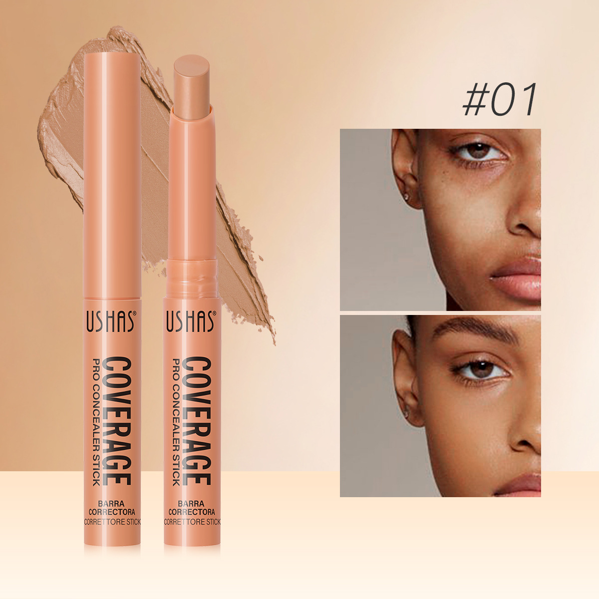 USHAS Europa y los Estados Unidos transfronterizos spot varilla impermeable a largo plazo natural reparar el maquillaje estereoscópico UC058A + B