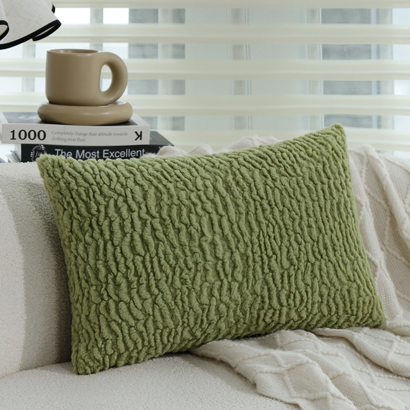 Cream Wind Pillow Cover Floral Pillow Sofá Salón Snow Rectangular Verde Pillow Ventana Flotante Cojín de respaldo