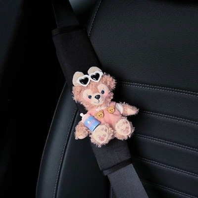 Seat belt shoulder pad Seatbelt Shoulder Pad Anti-Strangling Neck - sweet-blue-mk-pink-pants-1-black-shoulder-pad