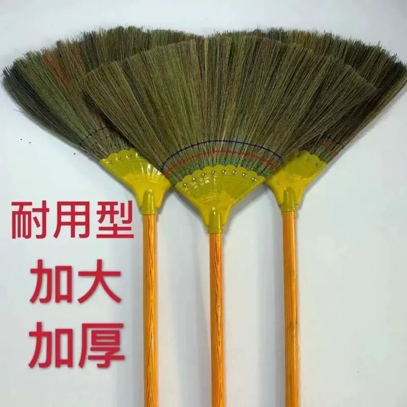 Broom, dustpan, woven old-fashioned set handmade