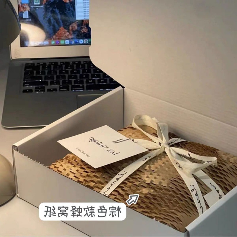 蜂巢纸环保蜂窝咕卡打包材料减震缓冲咕卡包装可降解网格状牛皮纸