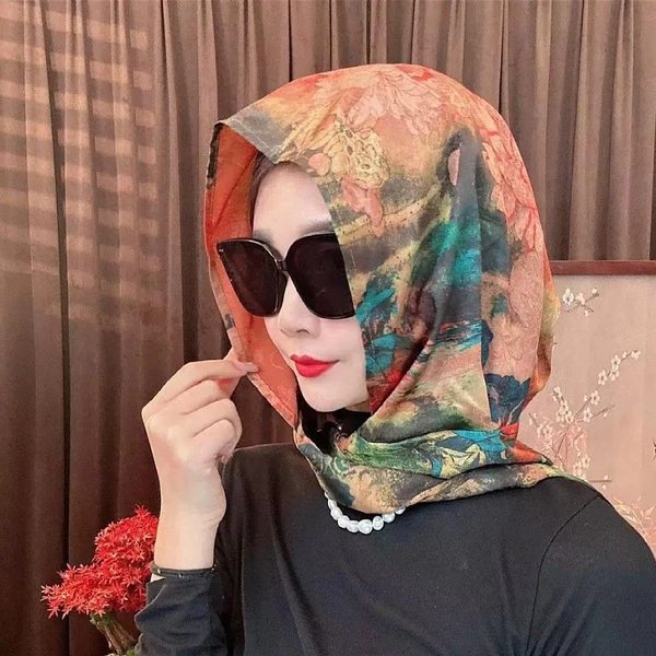 Ribbed satin scarf hat-a touch of blue cloud