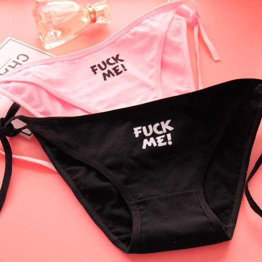 Second-dimensional girl black FUCKME fat first sound cotton strap underwear animation peripheral underwear C008-2