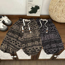 薄款夏季儿童防蚊裤冰丝麻复古炒色扎染男女童休闲洋气束口灯笼裤