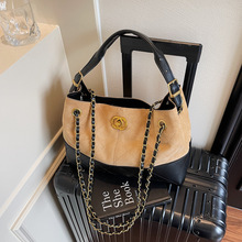 跨境医生包简约锁扣大容量绣线菱格高级感上班托特包通勤女单肩包