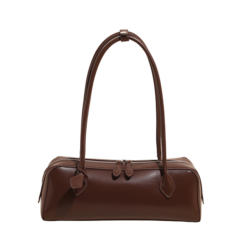 French Minimalist Baguette Bag for Women - Elegant Versatile Shoulder Bag, PU Leather Fashion Retro Underarm Bag - Thumbnail 5