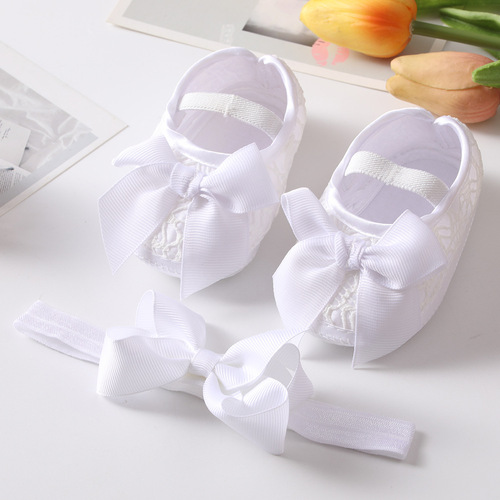 Baby shoes headband set European and American cute bow princess shoes 0-3-6-9-12 months baby shoes ins