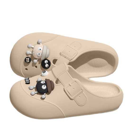 Birkenth Cave Shoes Women's 2025 Summer New Office Baotou Half Mop Thick Bottom Non-slip Lazy Sandals for Couples Outfit