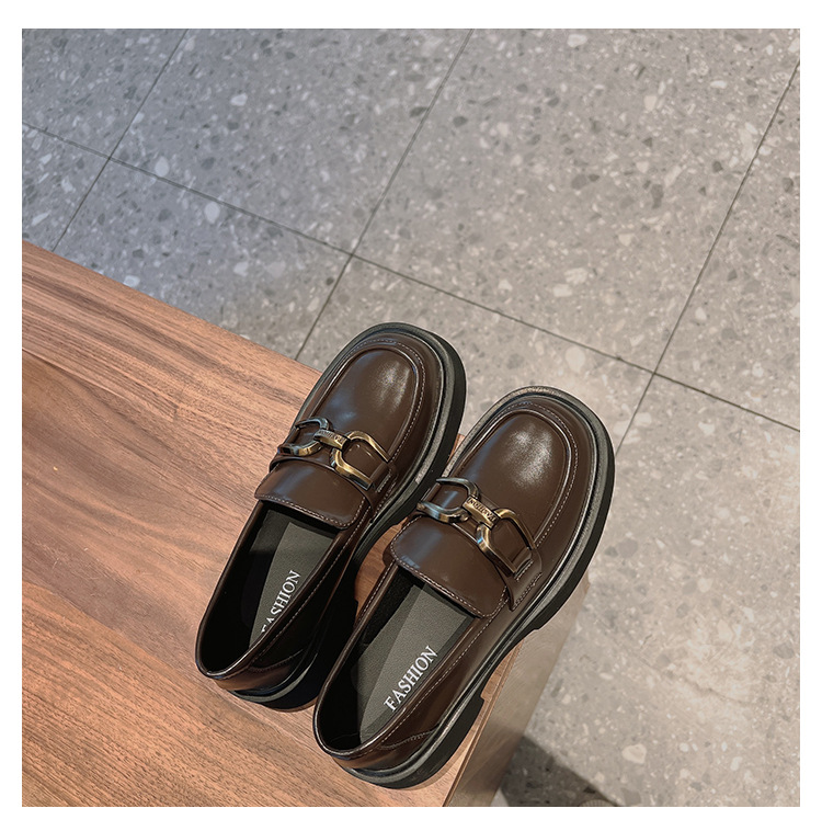 Pferdetitel Schnalle Dicke Sohle Lefu Schuhe Damen Retro Vielseitige kleine Lederschuhe Neuer britischer Stil JK Einzelschuhe_voghion.com