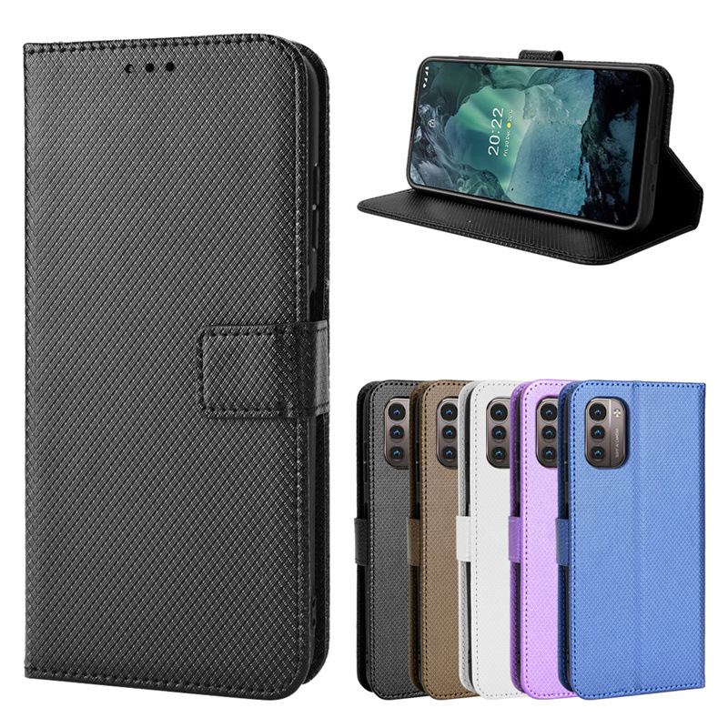 For Nokia C21Plus phone case Nokia C200 flip leather case diamond pattern card lanyard C100