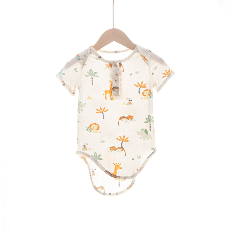 Bebé frío bambú algodón abrigo de verano bebé hombre y mujer ropa de aire acondicionado delgada camiseta de manga corta camiseta de escalada