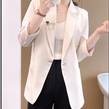 早秋款气质休闲百搭时尚显瘦外套防皱新中式女神范七分袖小西装