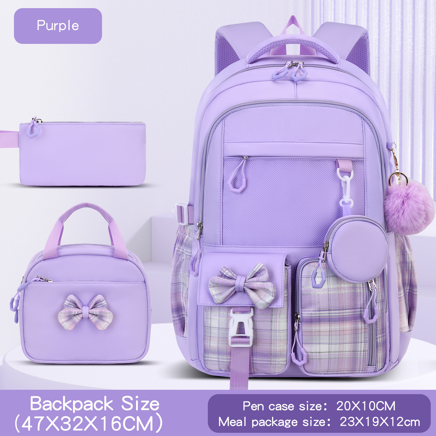 Grenzüberschreitender Amazon 2026 Schulrucksack für Grundschüler, hochwertiger Rucksack mit Schultergurten, minimalistisch, 3-teiliges Set aus der Fabrik