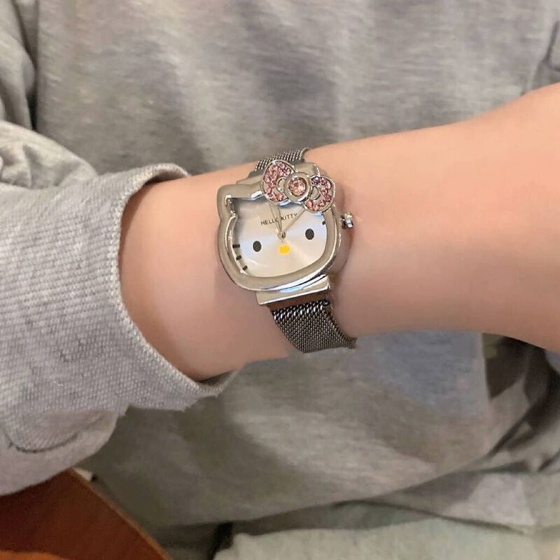 Childlike Cartoon Cat Magnetic Watch for Women, 2025 New Niche Design, Student Bestie Internet Celebrity Hand Accessory