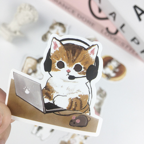 200 Travel Cat Stretching Cute Graffiti Stickers Refrigerator Helmets Skateboard Computer DIY Car Stickers