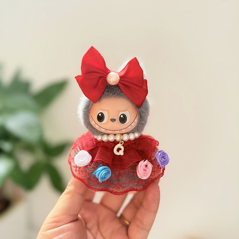 迷你版4.0LABUBU搪胶脸毛绒盲盒玩偶衣服圣诞套装小鼻嘎心底密码|undefined