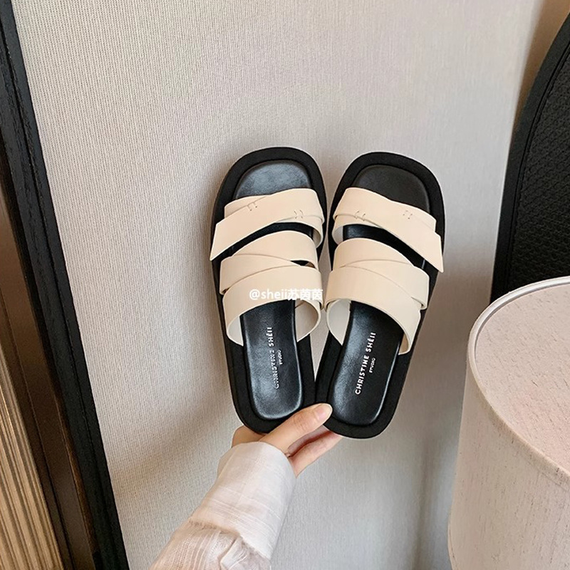 Las nuevas sandalias de verano 2025 arrastran alrededor ~ Sandalias de mujer para llevar afuera