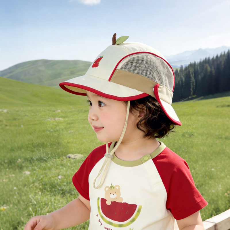 Kids Casual Sun Hat UPF 50+ Children's Summer Thin And Breathable Mesh, Large Brim, Sun Protection Cape Hat, Unisex Baby Baseball Cap For Spring_voghion.com