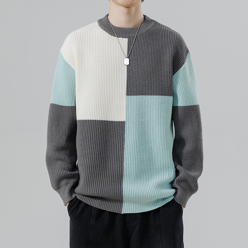 Cross-Border Export Autumn and Winter New Men's Knitted Knitwears 2024 Autumn and Winter Blue Fashion Trendy Round Neck Knitwears for Men Cross-Border Export Autumn and Winter New Men's Knitted Knitwears 2024 Autumn and Winter Blue Fashion Trendy Round Neck Knitwears for Men