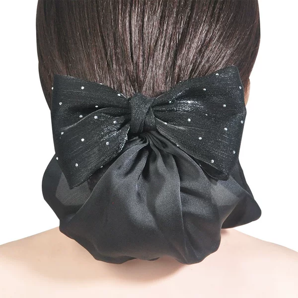 Professional hairnet with bow for women, suitable for office work, hotel, bank, and flight attendant use, hair accessory for women