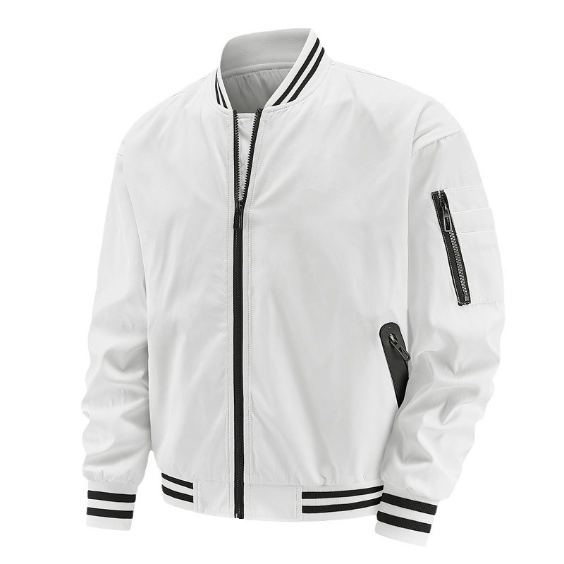 Primavera, otoño y invierno para hombres herramientas de herramientas de cremallera retrógrada trajes de vuelo cuello de béisbol chaqueta casual suelta chaqueta