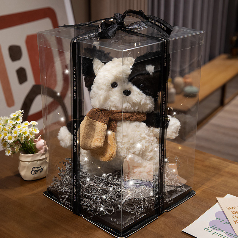 귀여운 작은 우유 개 봉제 인형 개 인형 소녀 자고 있는 인형 생일 선물 남녀