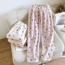 秋冬季孕妇睡裤法兰绒冬天月子裤加绒加厚可调节珊瑚绒家居暖暖裤