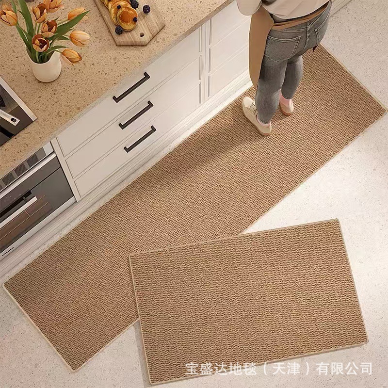 국경 간 순수한 색상 모조 소나무 바닥 매트 모조 린넨 짠 카펫 거실 주방 얼룩 방지 파인애플 링 카펫 배송