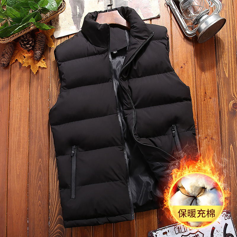 Autumn and Winter Vest Men's down Cotton Outwear Korean Style Trendyy Waistoutwear Sleeveless Thickeneded Warm Men's Cotton Vest