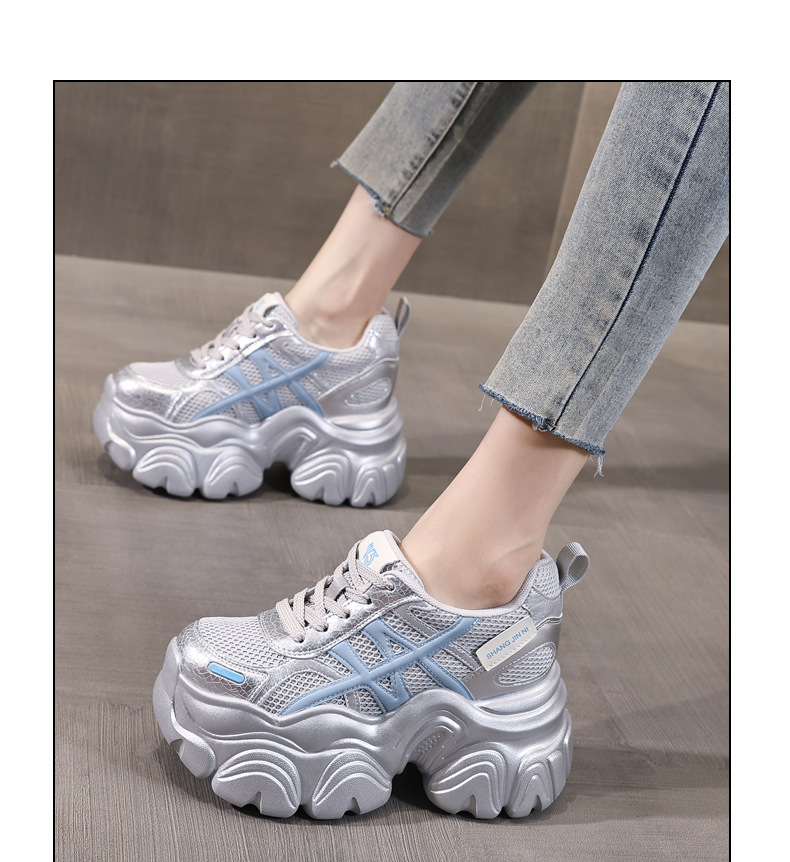 Giày sneaker nữ đế dày lưới thoáng khí phong cách bánh xốp — Màu be chi tiết 12
