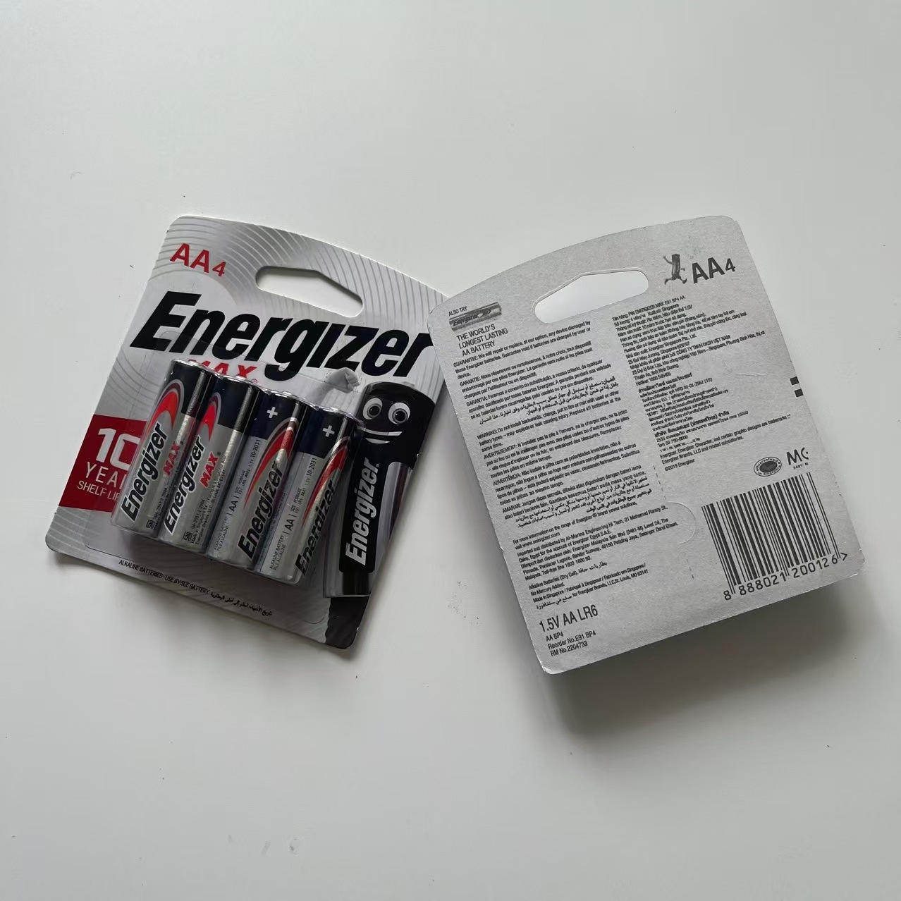 Energizer劲量碱性5号7号电池 AA碱性 1.5v AAA 英文版卡装包装