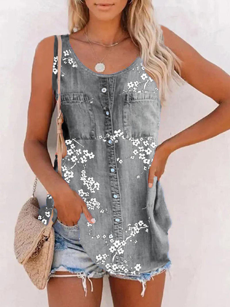 fashion loose imitation denim vest NSBTY63204