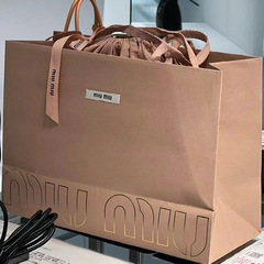 欧美专柜大牌奢侈品 粉色布纹纸烫金原版手提袋纸袋 可加印LOGO