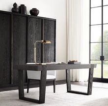 意式简约原木书桌轻奢别墅家用书桌美国RH原单美式乡村复古电脑桌