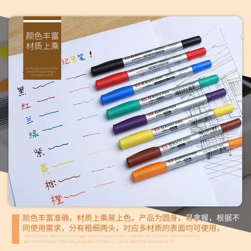 Japonés SAKURA flor de cerezo aceitoso pequeño marcador de doble cabeza pluma de marcado línea de gancho de color CD pluma