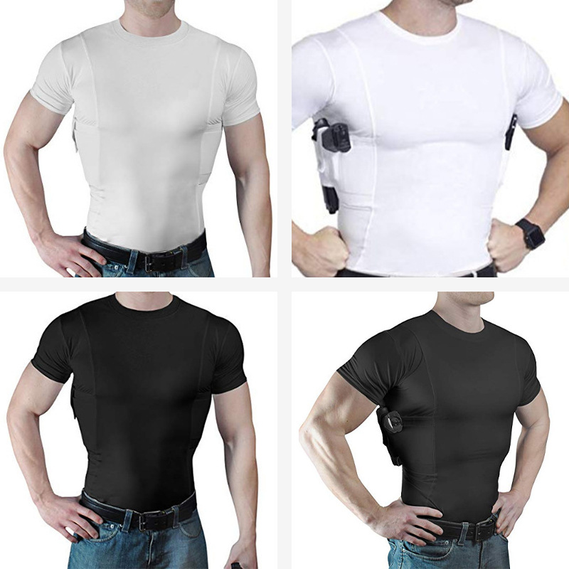 Transfronteriza caliente de Europa y América estación independiente unisex funda oculta táctica de alta elástica camiseta