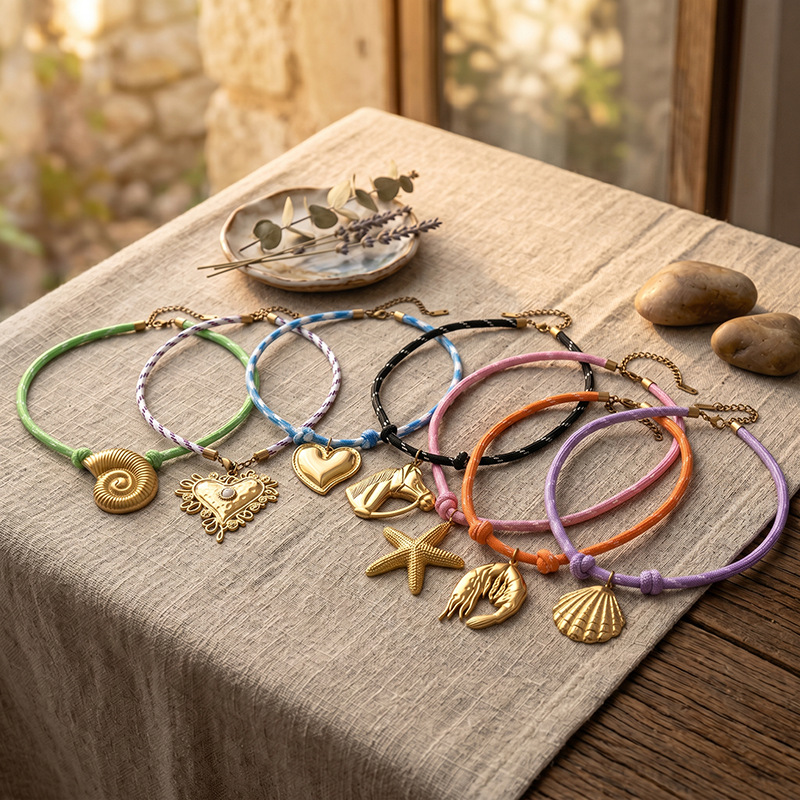 Alta Europa y América de moda de acero inoxidable viento marino estrellas de mar conchas collar de mujer personalidad collar de mujer