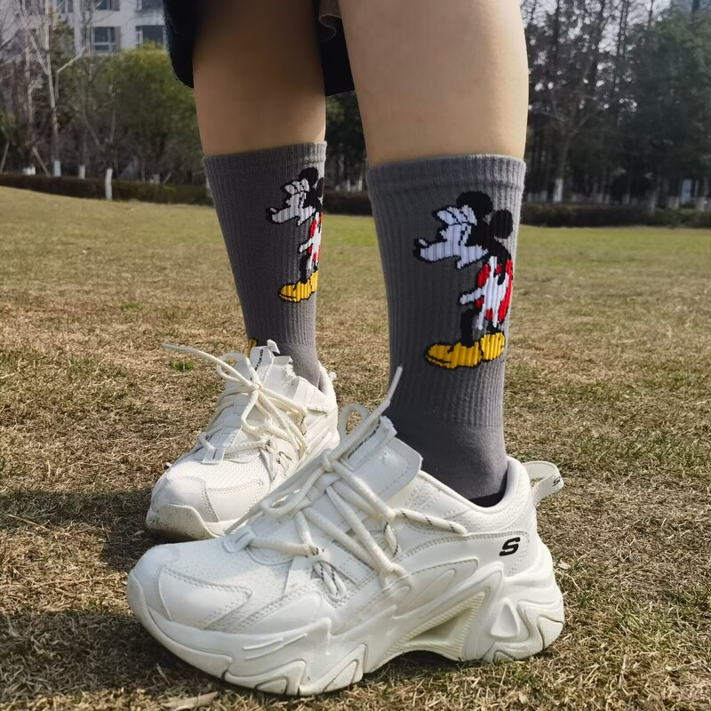 Autumn and Winter Basketball Sports Socks Mickey Mouse Pure Cotton Mid-Calf Socks Cartoon Ins Personalized Trendy Socks Preppy Style Couple Socks
