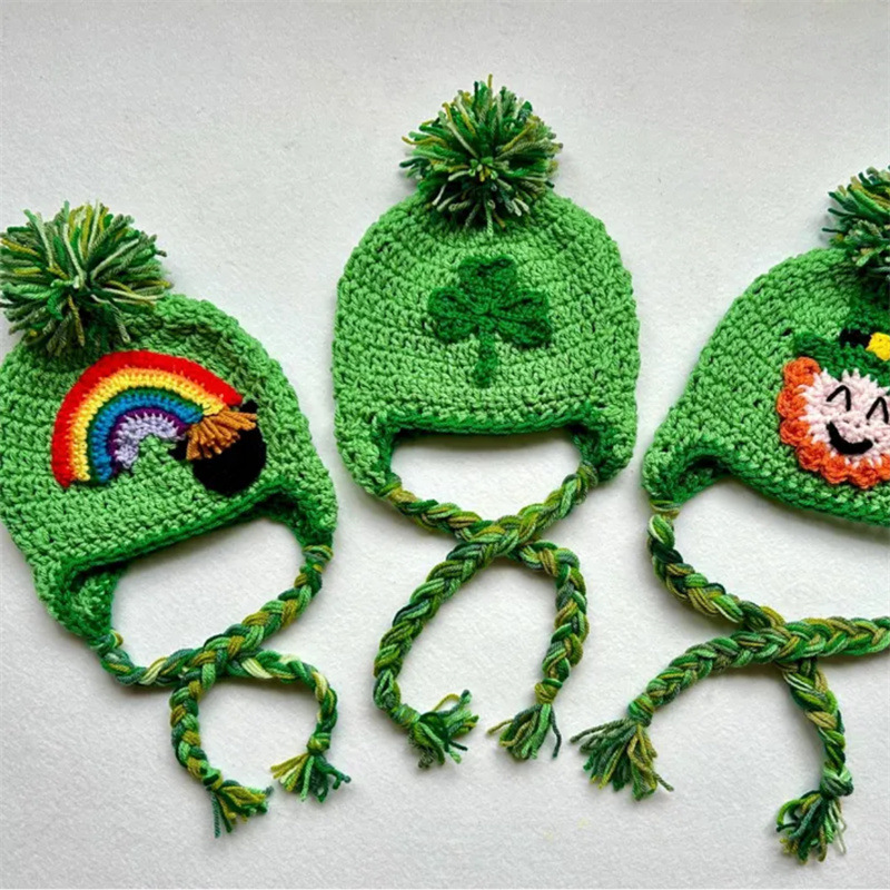 2025年亚马逊跨境纯手工针织儿童针织帽大眼仔卡通可爱搞怪成人帽