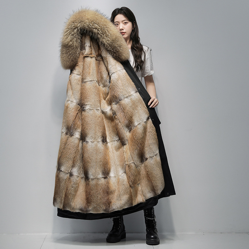 Women's Parka Coat with Whole Mink Fur Lining, Detachable, New 2026 Winter Model, Young Style Women's Parka Coat with Whole Mink Fur Lining, Detachable, New 2026 Winter Model, Young Style