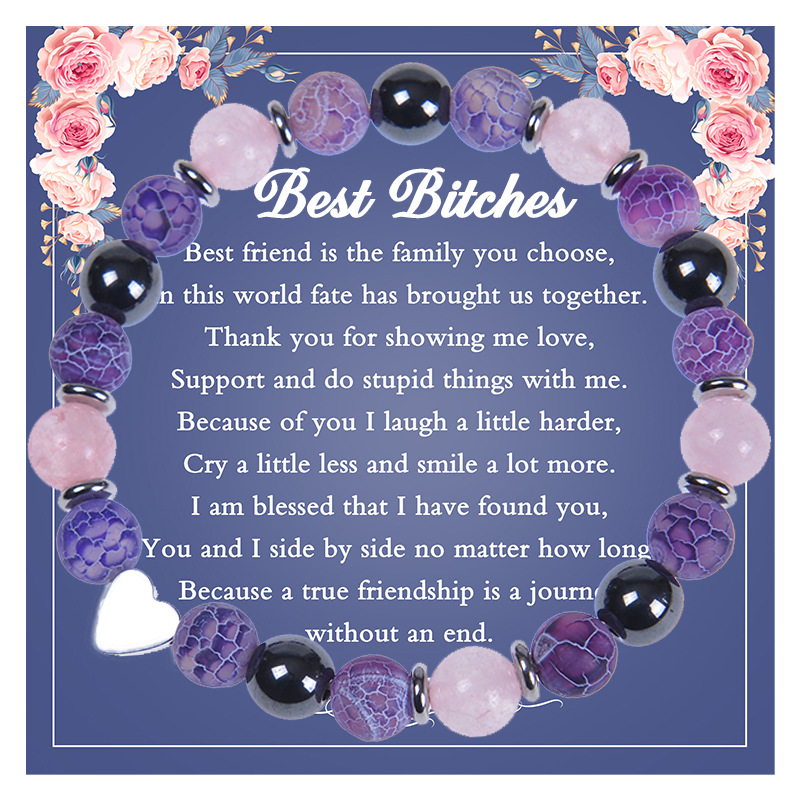 Retro Heart Shape natural stone Agate Beaded Bracelets 1 Piece