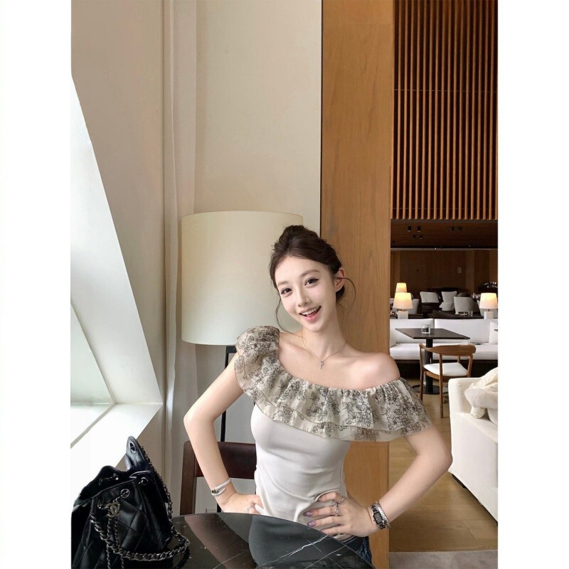 Chestnut Cocoa Bankelili''Bree Muse' Lyocell French Ruffle Off-Shoulder Top for Women Spring/Summer Chestnut Cocoa Bankelili''Bree Muse' Lyocell French Ruffle Off-Shoulder Top for Women Spring/Summer