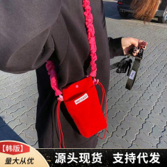 韓国風新作、コントラストカラーのレトロなコーデュロイ製スマホバッグ、証明書入れ、個性的なデザイン、ショルダー/斜め掛け、小銭入れ