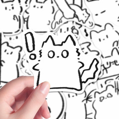 96 シンプルな子猫ステッカー、かわいい手描きのシンプルな漫画の子猫の携帯電話ケース、iPad ステッカー、防水