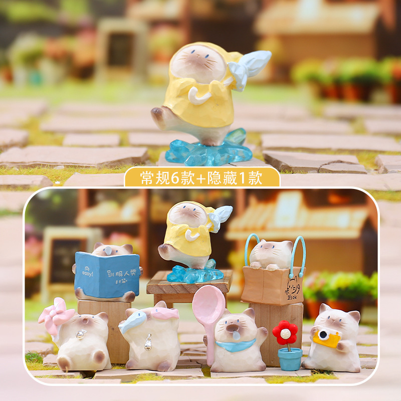 Trendy Blind Box Cat Pai Little Companion Daily Creative Desktop Ornament Cartoon Kitten Ornament Micro Landscape