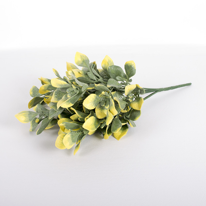 Plantas verdes falsas, decoración de paredes, hojas de plantas de simulación, arreglos florales de pared de fondo, 7 cabezas, lavanda de perilla