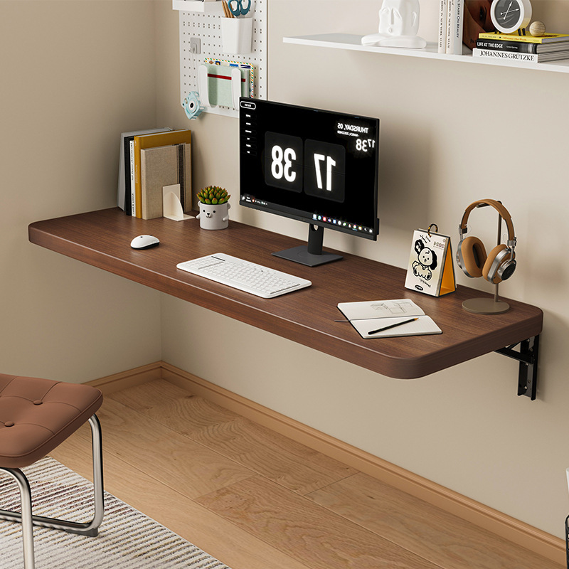 Wall-Mounted Computer Table Solid Wood Punch-Free Foldable Small Apartment Desk Student Suspended Study Table Small Apartment Home