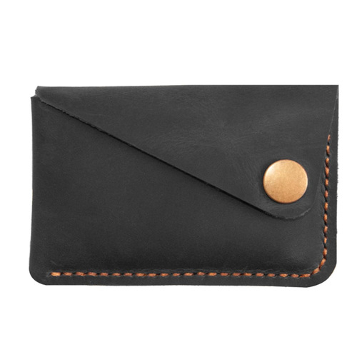 Best-selling handmade retro PU leather card case with creative small snap fastener zero wallet mini portable name card card holder