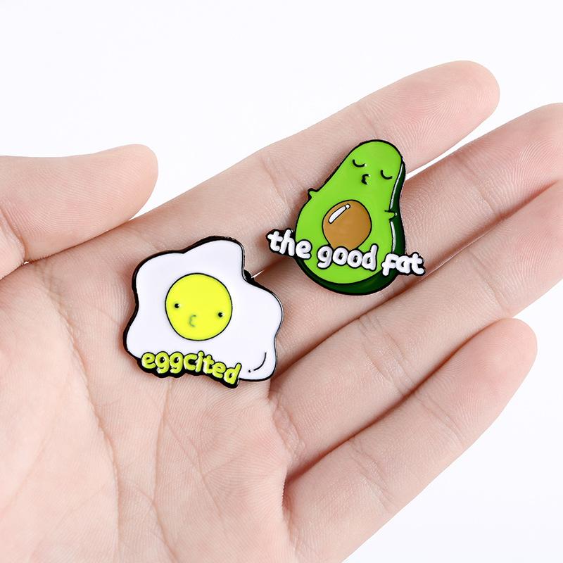 Creative Cartoon English Alphabet Avocado Egg Noodle Sushi Cheese Shape Brooch display picture 4