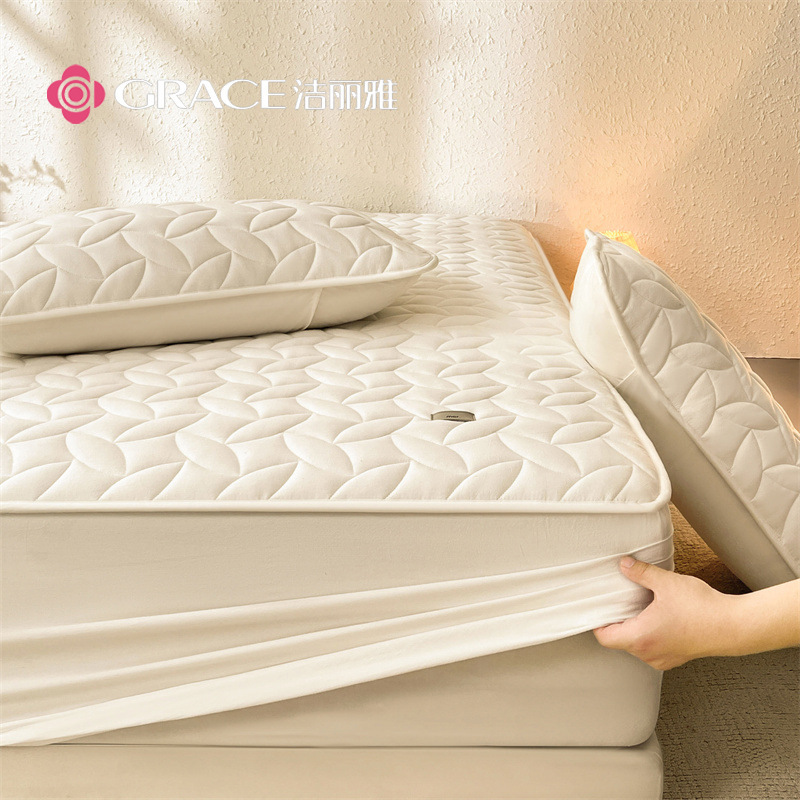 Jie Liya All-Cotton Washed Cotton Quilted Fitted Sheet, Non-Slip and Non-Shifting Mattress Protector, Skin-Friendly and Comfortable, Available for Wholesale